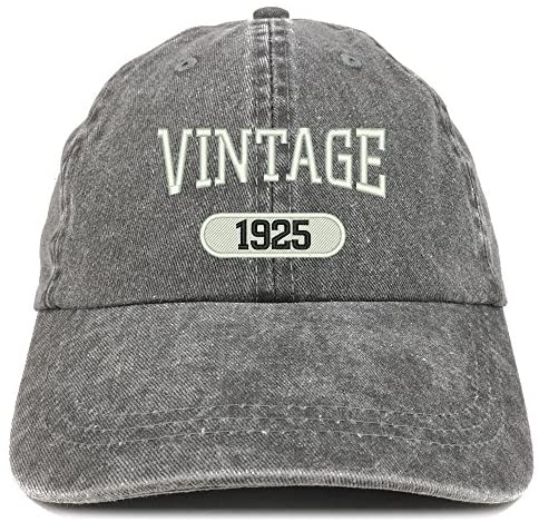 Trendy Apparel Shop Vintage 1925 Embroidered 96th Birthday Soft Crown Washed Cotton Cap