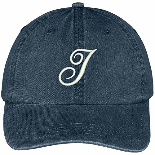 Trendy Apparel Shop Letter I Script Monogram Font Embroidered Washed Cotton Cap