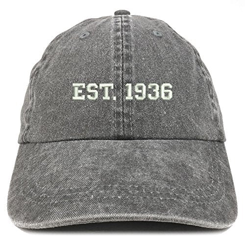 Trendy Apparel Shop EST 1936 Embroidered - 85th Birthday Gift Pigment Dyed Washed Cap