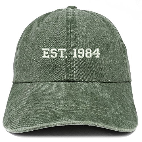 Trendy Apparel Shop EST 1984 Embroidered - 37th Birthday Gift Pigment Dyed Washed Cap