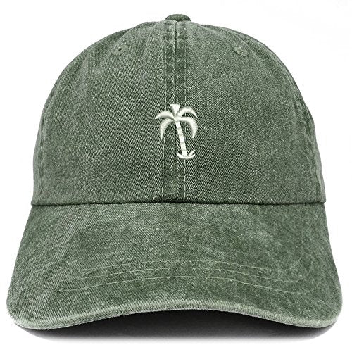 Trendy Apparel Shop Palm Tree Solid White Embroidered Washed Cotton Adjustable Cap