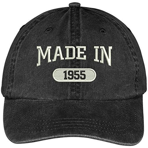 Trendy Apparel Shop 64th Birthday - Made in 1955 Embroidered Low Profile Washed Cotton Baseball Cap