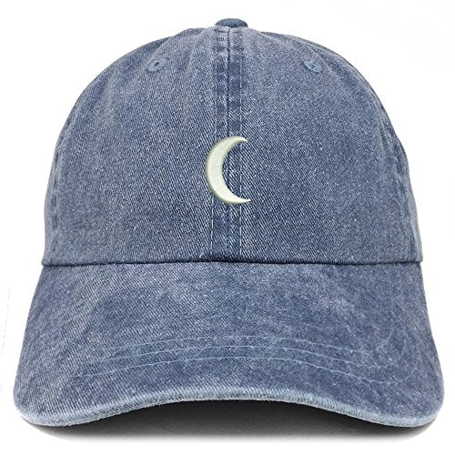 Trendy Apparel Shop Crescent Moon Embroidered Washed Cotton Adjustable Cap