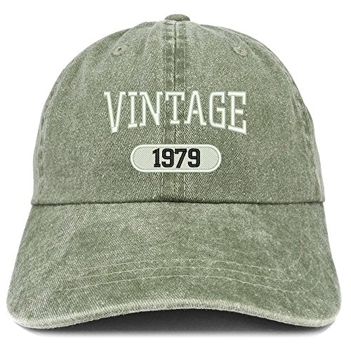 Trendy Apparel Shop Vintage 1979 Embroidered 42nd Birthday Soft Crown Washed Cotton Cap