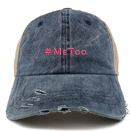 Trendy Apparel Shop MeToo Movement Hot Pink Embroidered Frayed Bill Trucker Mesh Cap