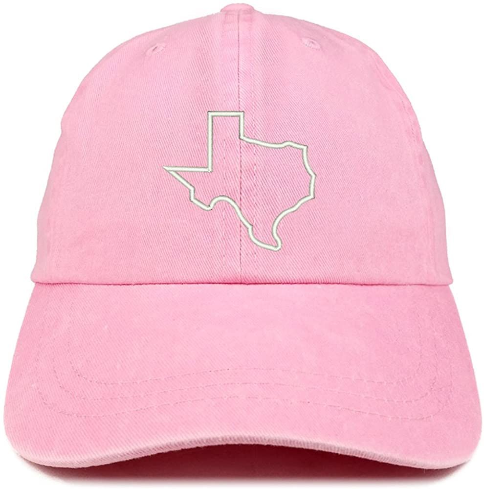 Trendy Apparel Shop Texas State Outline Embroidered Washed Cotton Adjustable Cap - Dark Green