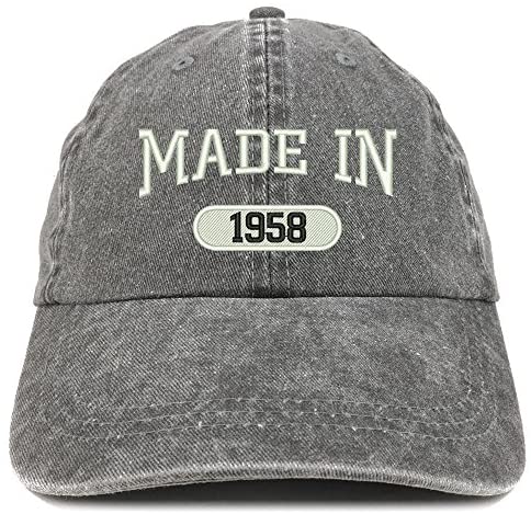 Trendy Apparel Shop Made in 1958 Embroidered 63rd Birthday Washed Baseball Cap