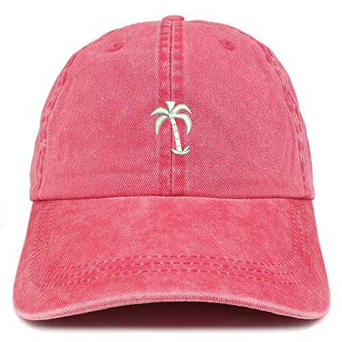 Trendy Apparel Shop Palm Tree Solid White Embroidered Washed Cotton Adjustable Cap