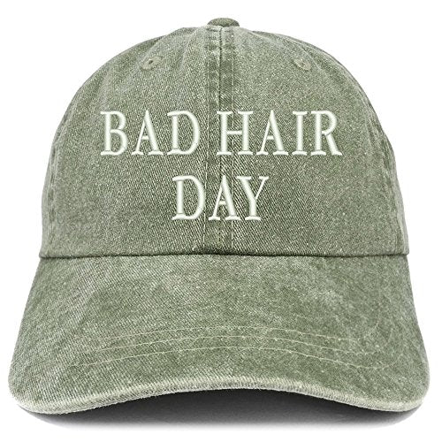 Trendy Apparel Shop Bad Hair Day Embroidered 100% Cotton Baseball Cap