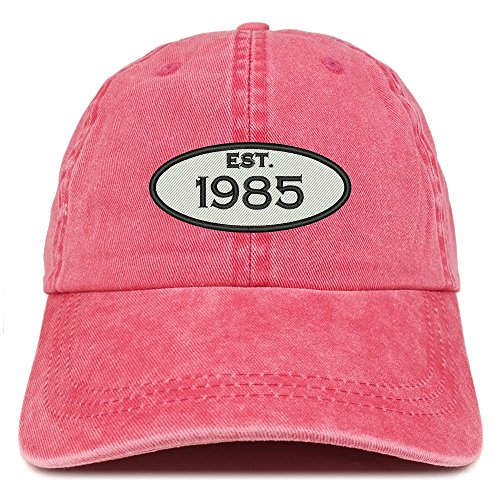 Trendy Apparel Shop Established 1985 Embroidered 36th Birthday Gift Pigment Dyed Washed Cotton Cap