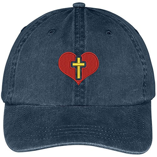 Trendy Apparel Shop Christian Heart Embroidered Soft Crown 100% Brushed Cotton Cap