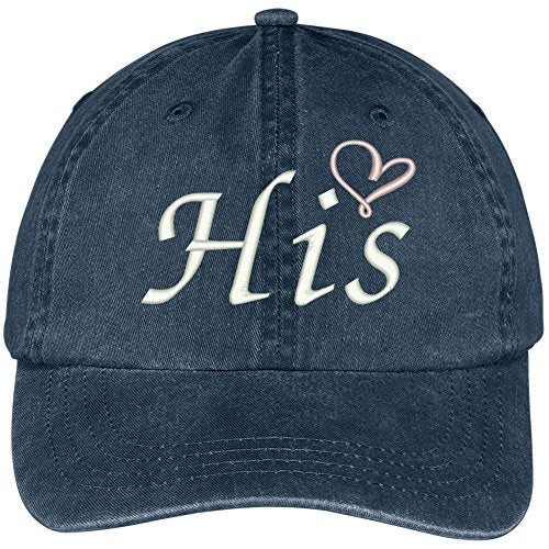 Trendy Apparel Shop His with Heart Embroidered Washed Cotton Adjustable Baseball Cap