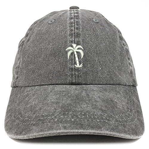 Trendy Apparel Shop Palm Tree Solid White Embroidered Washed Cotton Adjustable Cap