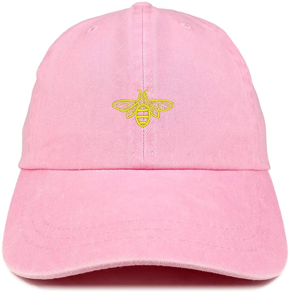 Trendy Apparel Shop Bee Embroidered Washed Cotton Adjustable Cap - Light Blue