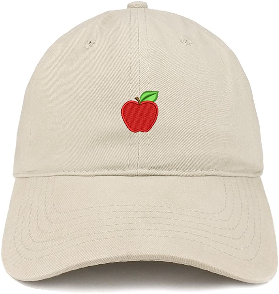 Trendy Apparel Shop Small Apple Embroidered Low Profile Soft Cotton Baseball Cap - Black