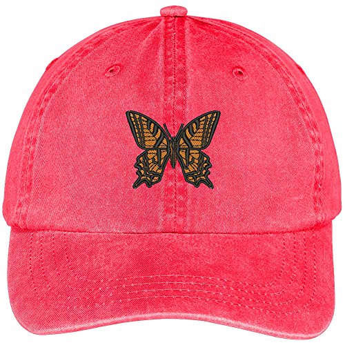 Trendy Apparel Shop Butterfly Embroidered Washed Cotton Adjustable Cap