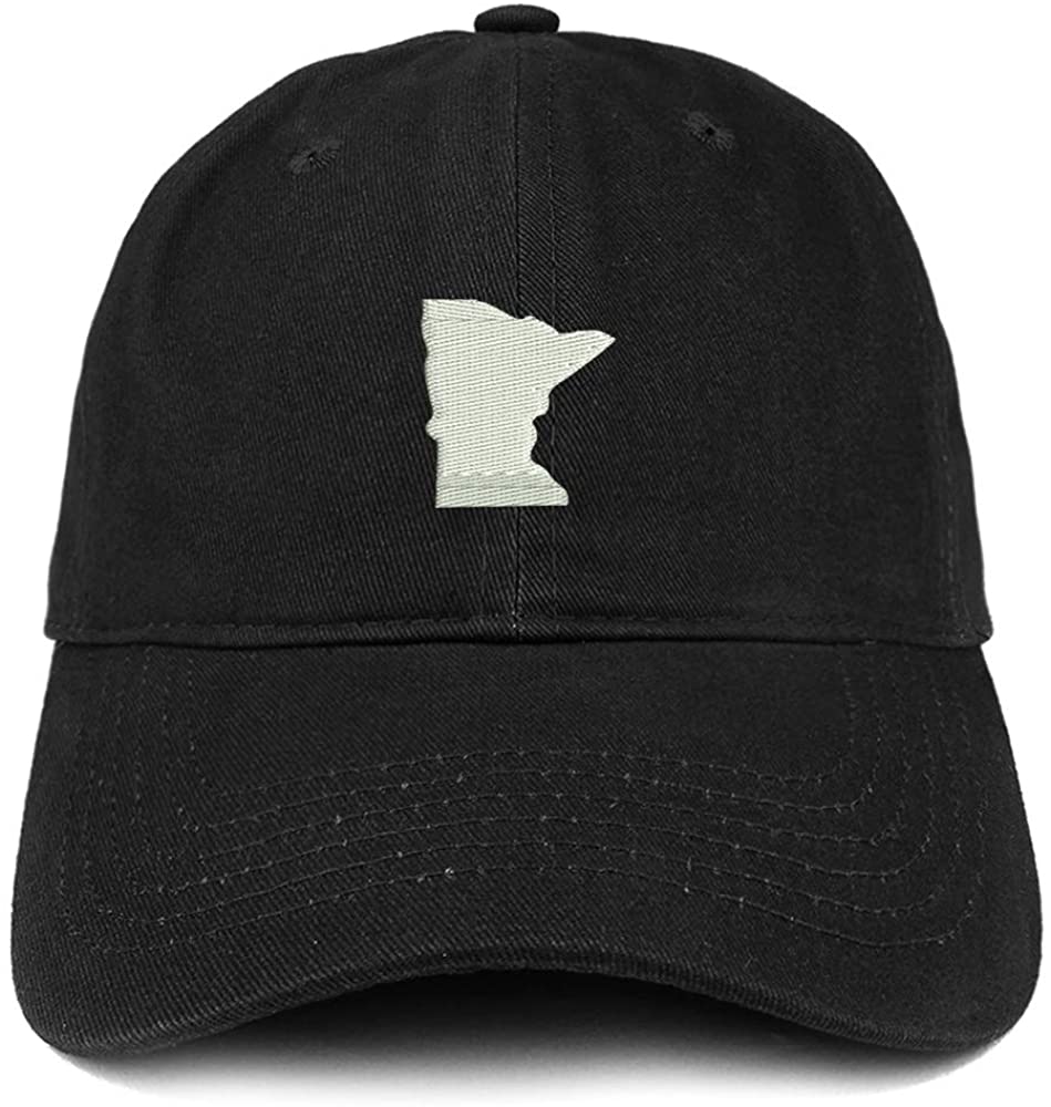 Trendy Apparel Shop Minnesota State Map Embroidered Low Profile Soft Cotton Brushed Baseball Cap