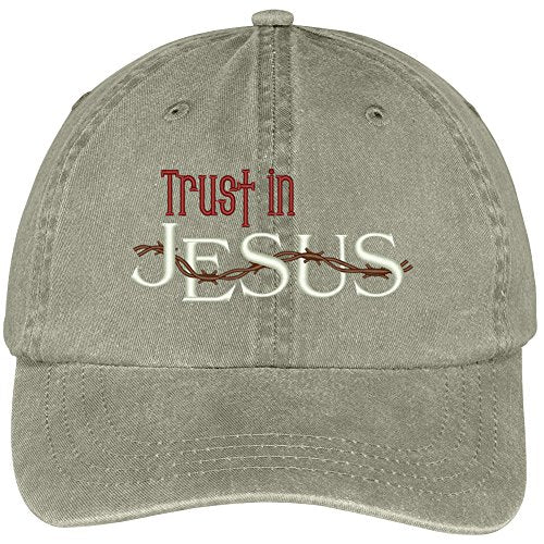 Trendy Apparel Shop Trust in Jesus Embroidered Cotton Washed Baseball Cap