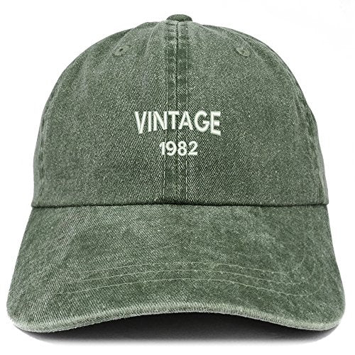 Trendy Apparel Shop Small Vintage 1982 Embroidered 39th Birthday Washed Pigment Dyed Cap