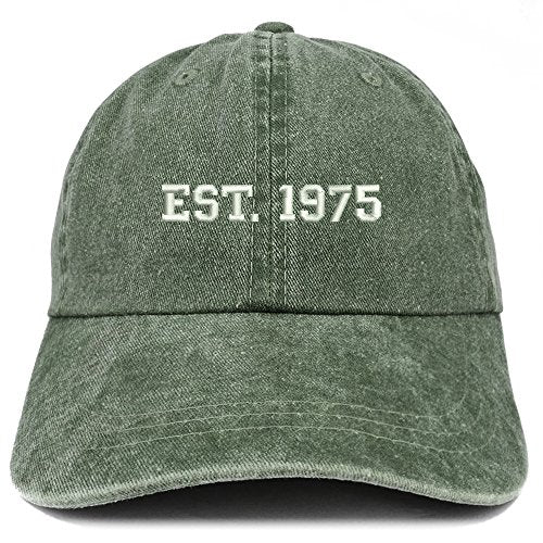 Trendy Apparel Shop EST 1975 Embroidered - 46th Birthday Gift Pigment Dyed Washed Cap