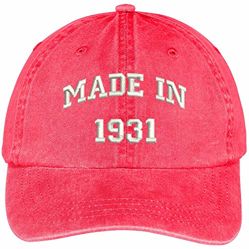 Trendy Apparel Shop Made in 1931-88th Birthday Embroidered Pigment Dyed Cotton Baseball Cap