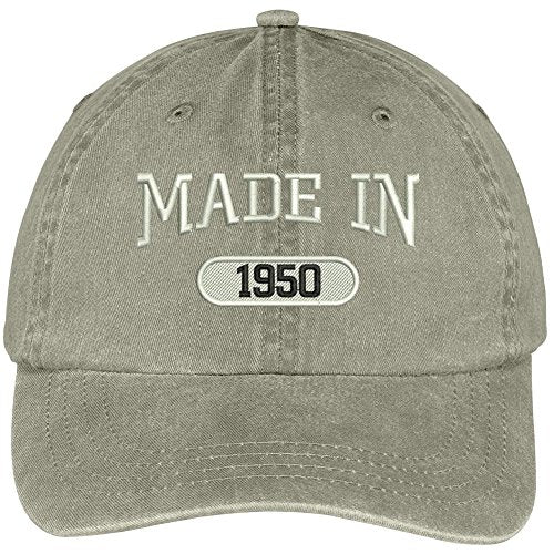 Trendy Apparel Shop 69th Birthday - Made in 1950 Embroidered Low Profile Washed Cotton Baseball Cap