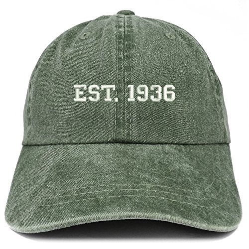 Trendy Apparel Shop EST 1936 Embroidered - 85th Birthday Gift Pigment Dyed Washed Cap