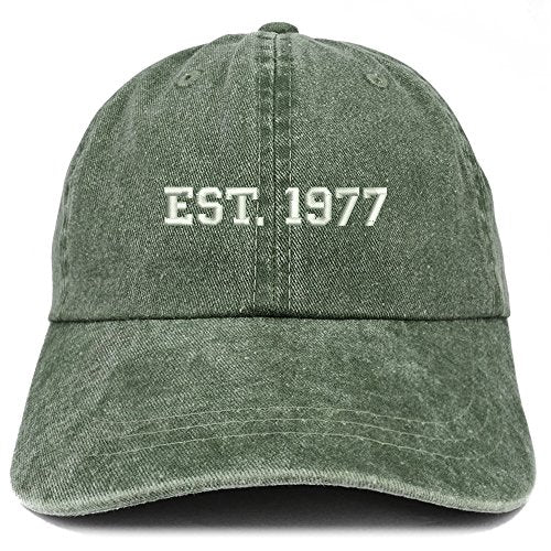 Trendy Apparel Shop EST 1977 Embroidered - 44th Birthday Gift Pigment Dyed Washed Cap