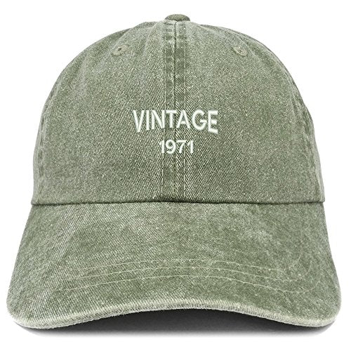 Trendy Apparel Shop Small Vintage 1971 Embroidered 50th Birthday Washed Pigment Dyed Cap