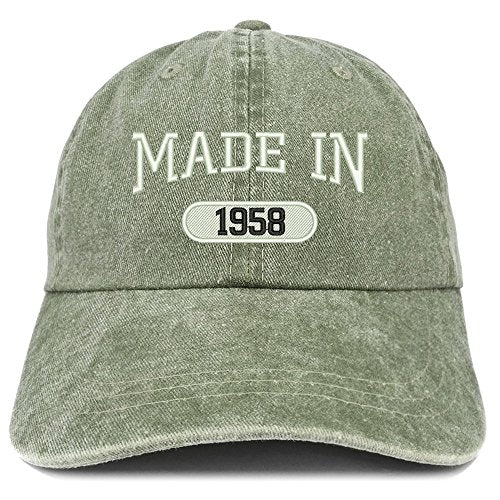 Trendy Apparel Shop Made in 1958 Embroidered 63rd Birthday Washed Baseball Cap