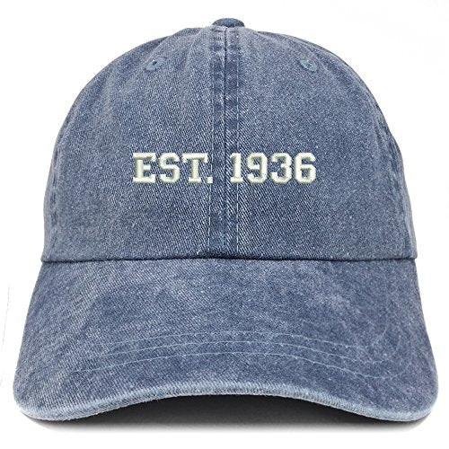 Trendy Apparel Shop EST 1936 Embroidered - 85th Birthday Gift Pigment Dyed Washed Cap