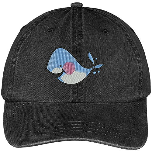 Trendy Apparel Shop Babe Whale Embroidered Cotton Washed Baseball Cap