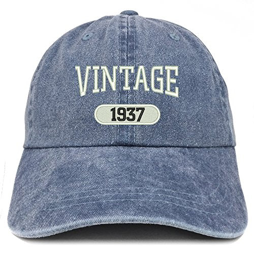 Trendy Apparel Shop Vintage 1939 Embroidered 82nd Birthday Soft Crown Washed Cotton Cap