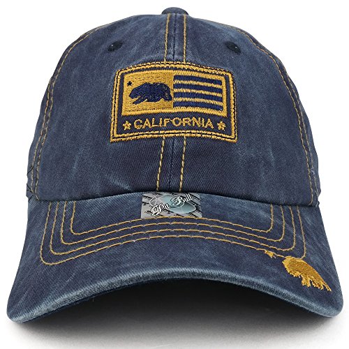 Trendy Apparel Shop California Flag with Cali Bear Embroidered Unstructured Baseball Cap