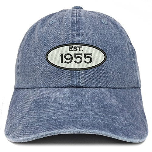 Trendy Apparel Shop Established 1955 Embroidered 66th Birthday Gift Pigment Dyed Washed Cotton Cap