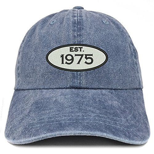 Trendy Apparel Shop Established 1975 Embroidered 46th Birthday Gift Pigment Dyed Washed Cotton Cap