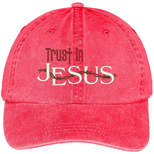 Trendy Apparel Shop Trust in Jesus Embroidered Cotton Washed Baseball Cap