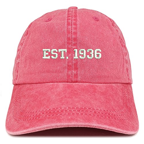 Trendy Apparel Shop EST 1936 Embroidered - 85th Birthday Gift Pigment Dyed Washed Cap