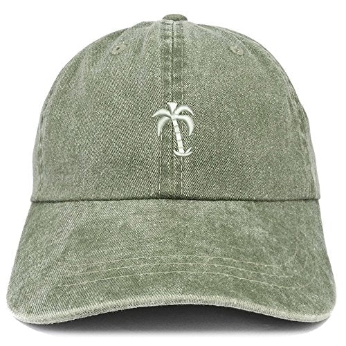 Trendy Apparel Shop Palm Tree Solid White Embroidered Washed Cotton Adjustable Cap