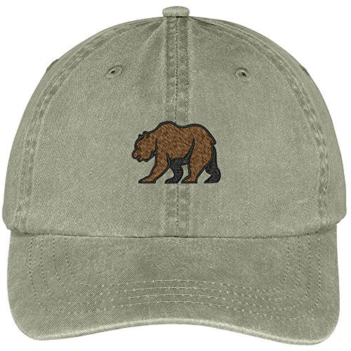 Trendy Apparel Shop Bear Embroidered Washed Soft Cotton Adjustable Baseball Cap