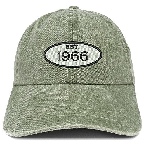 Trendy Apparel Shop Established 1966 Embroidered 55th Birthday Gift Pigment Dyed Washed Cotton Cap