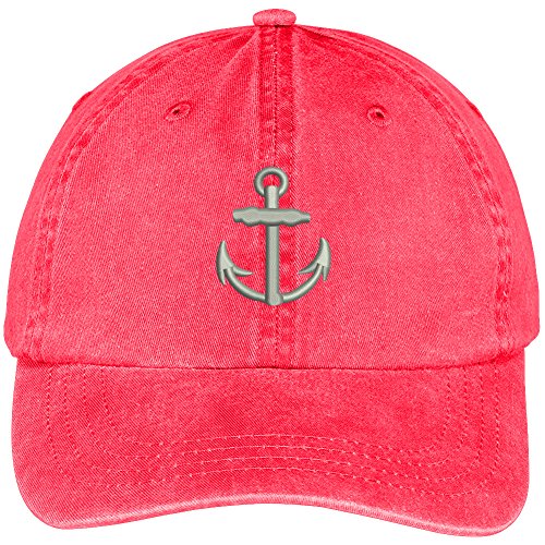 Trendy Apparel Shop Large Anchor Embroidered Soft Crown 100% Brushed Cotton Cap