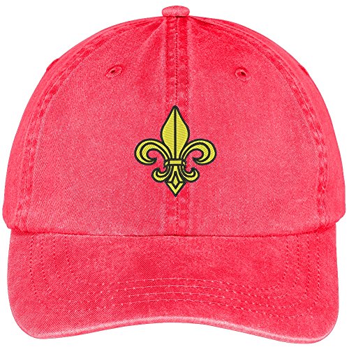 Trendy Apparel Shop Fleur De Lis Embroidered Pigment Dyed Washed Cotton Baseball Cap