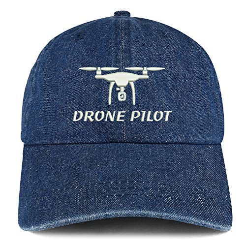 Trendy Apparel Shop Drone Pilot Embroidered 100% Cotton Denim Cap Dad Hat