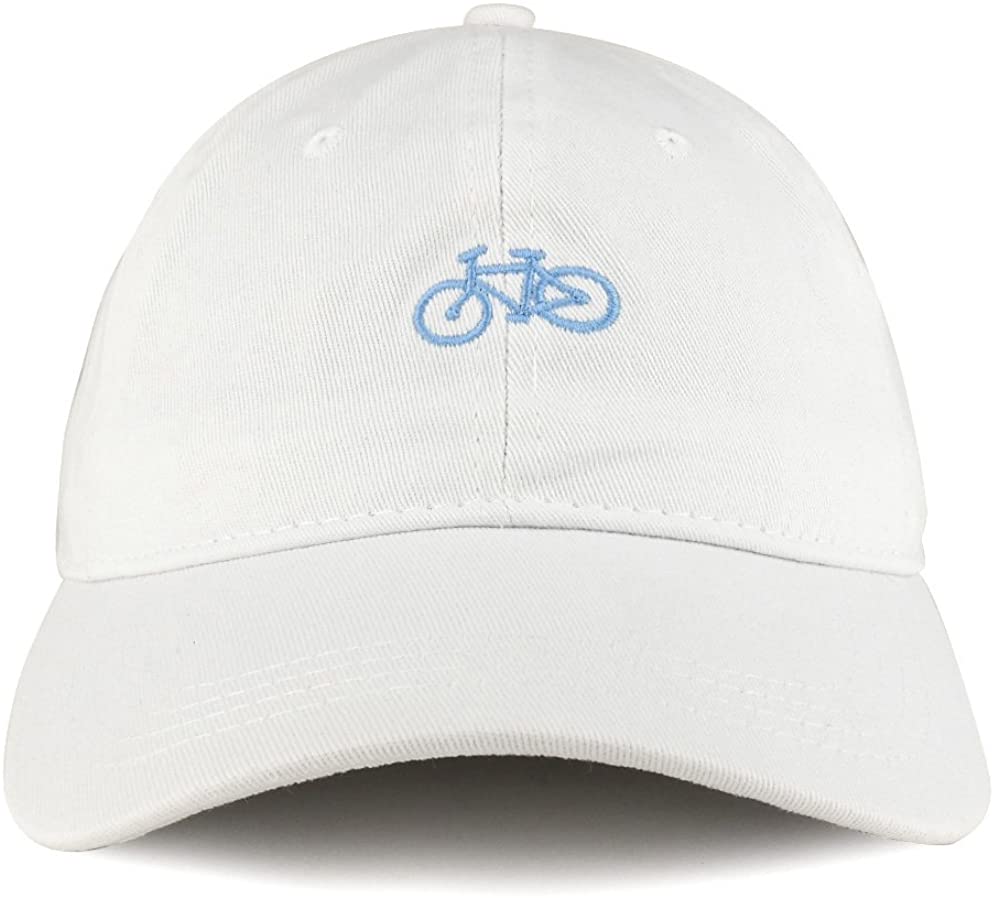 Trendy Apparel Shop Bicycle Emoticon Design Embroidered Cotton Unstructured Dad Hat - White