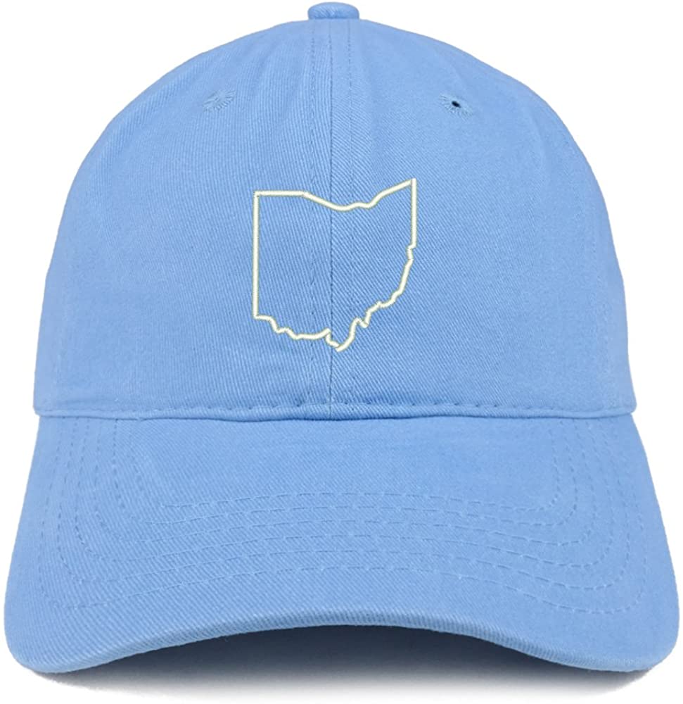 Trendy Apparel Shop Ohio State Outline State Embroidered Cotton Dad Hat- Carolina Blue