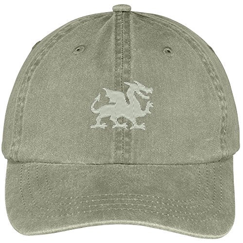 Trendy Apparel Shop Dragon Embroidered Washed Soft Cotton Adjustable Baseball Cap