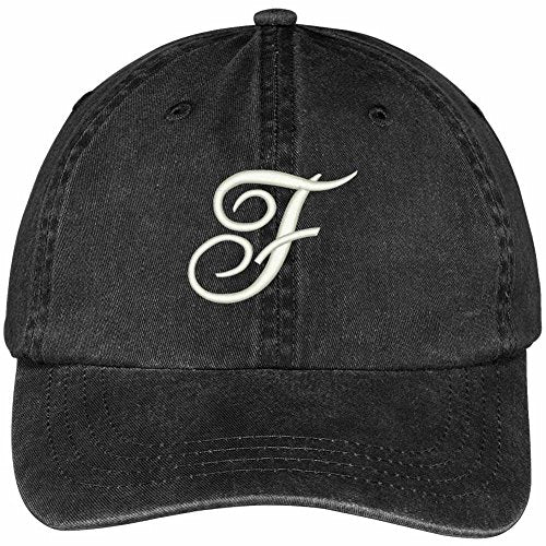 Trendy Apparel Shop Letter F Script Monogram Font Embroidered Washed Cotton Cap