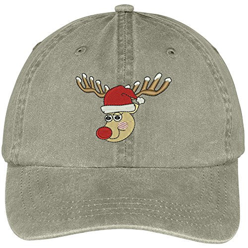 Trendy Apparel Shop Christmas Reindeer Embroidered Cotton Washed Baseball Cap