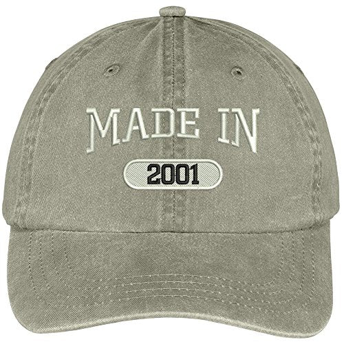 Trendy Apparel Shop 18th Birthday - Made in 2001 Embroidered Low Profile Washed Cotton Baseball Cap